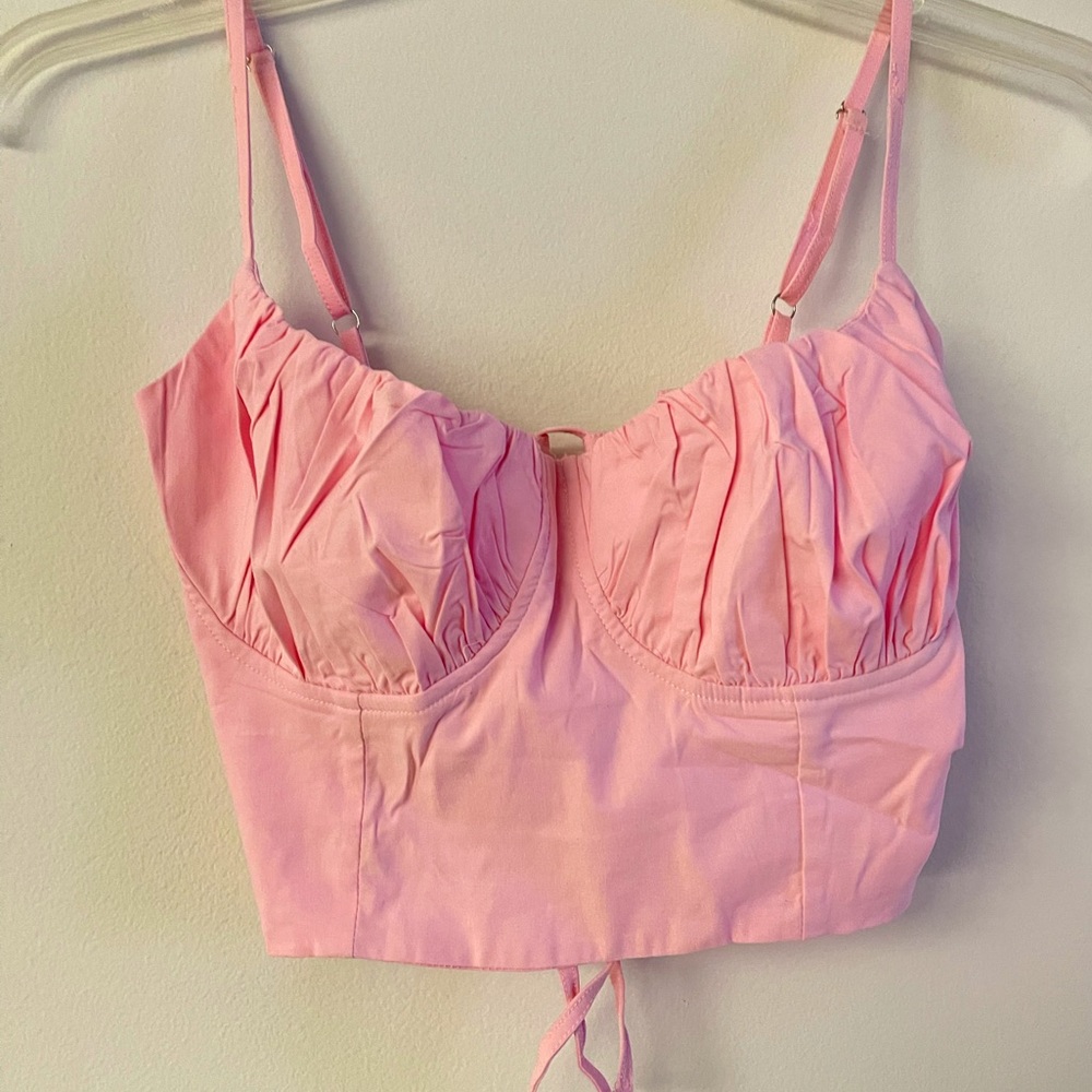 Baby pink back tie corset top